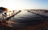 Docks on Lake Okoboji at Sunset