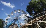 Ferris Wheel and Wooden Roller Coaster